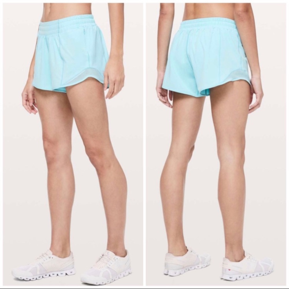 Lululemon hotty hot low-rise lined short 4” in hydra blue size 4.